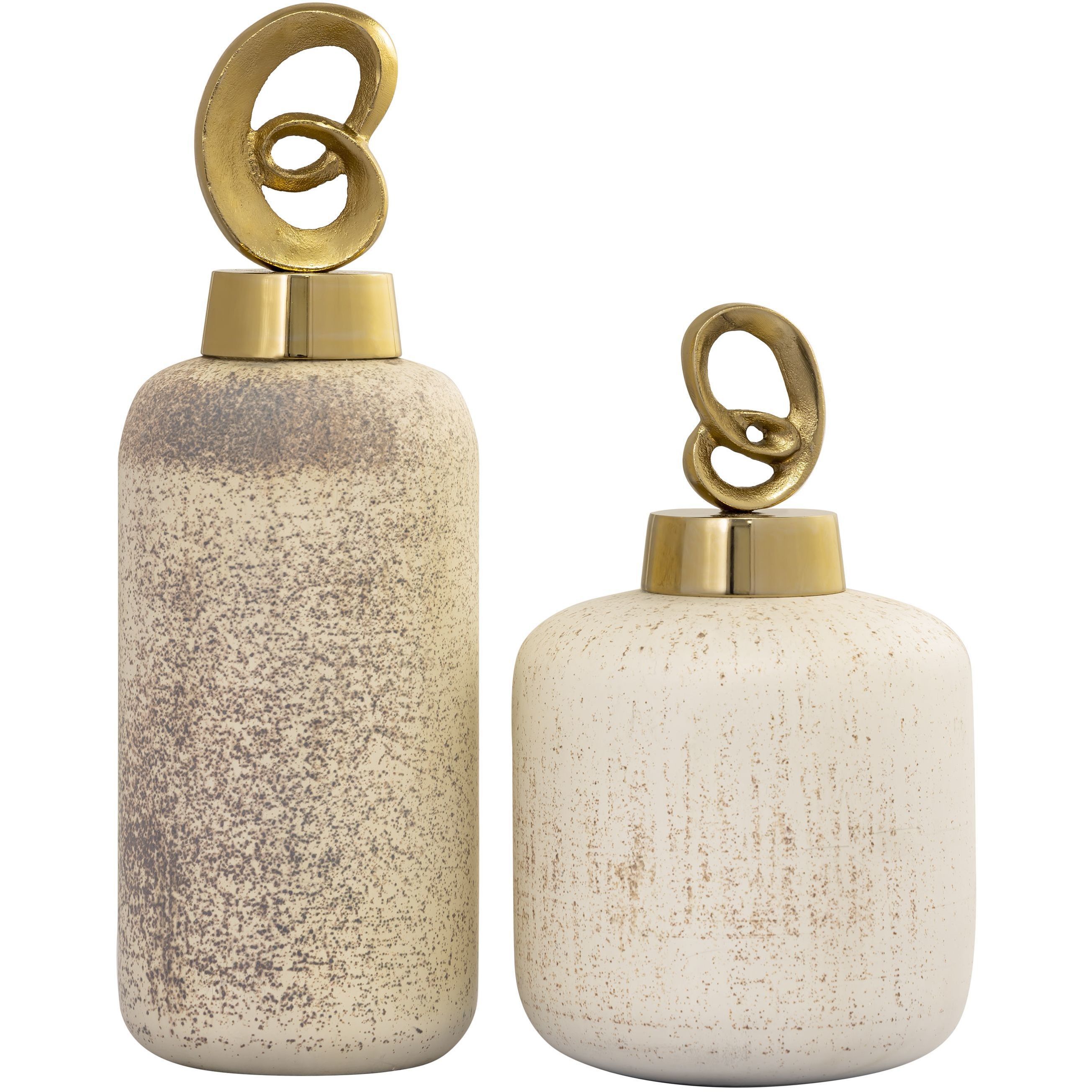 Tiff Aged Cream with Antique Brass Bottle, Set of 2