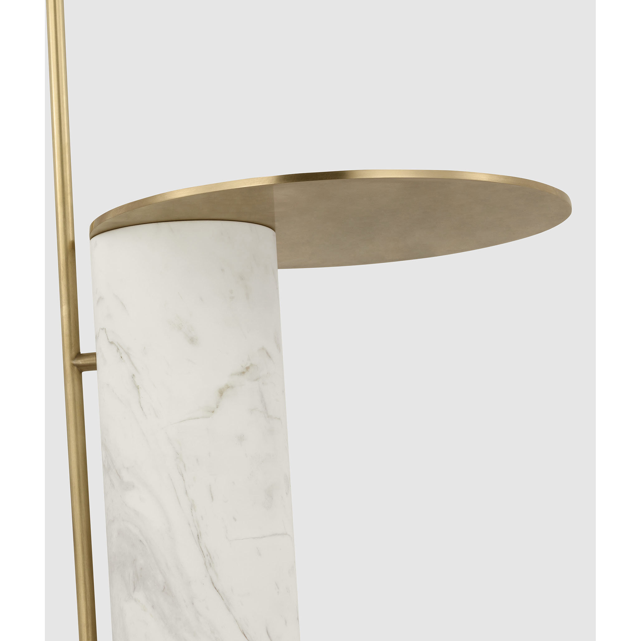 Kelly Wearstler Alma 54 inch 4.5 watt Antique-Burnished Brass and White Marble Tray Table Floor Lamp Portable Light
