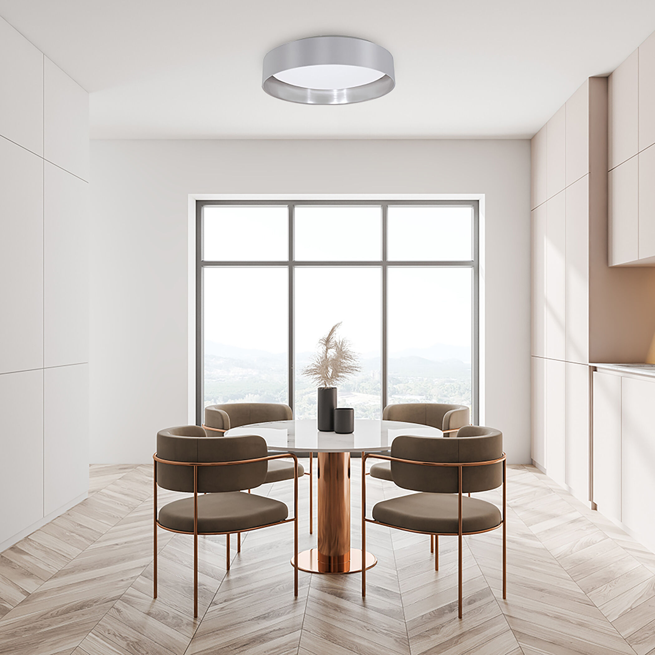 Maserlo LED 15.95 inch Grey and Silver Flush Mount Ceiling Light