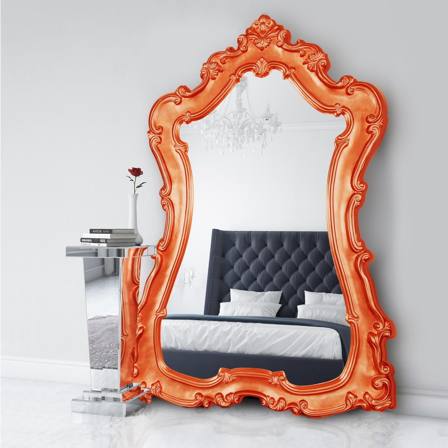 Lorelei 89 X 60 inch Glossy Orange Wall Mirror