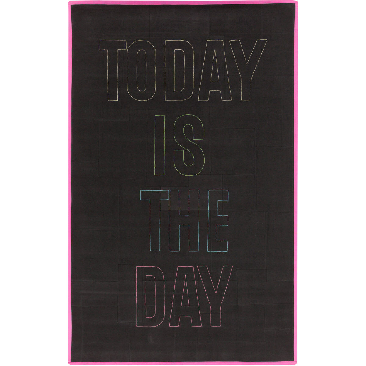 Metal 72 X 48 inch Black, Bright Pink, Bright Yellow Rug