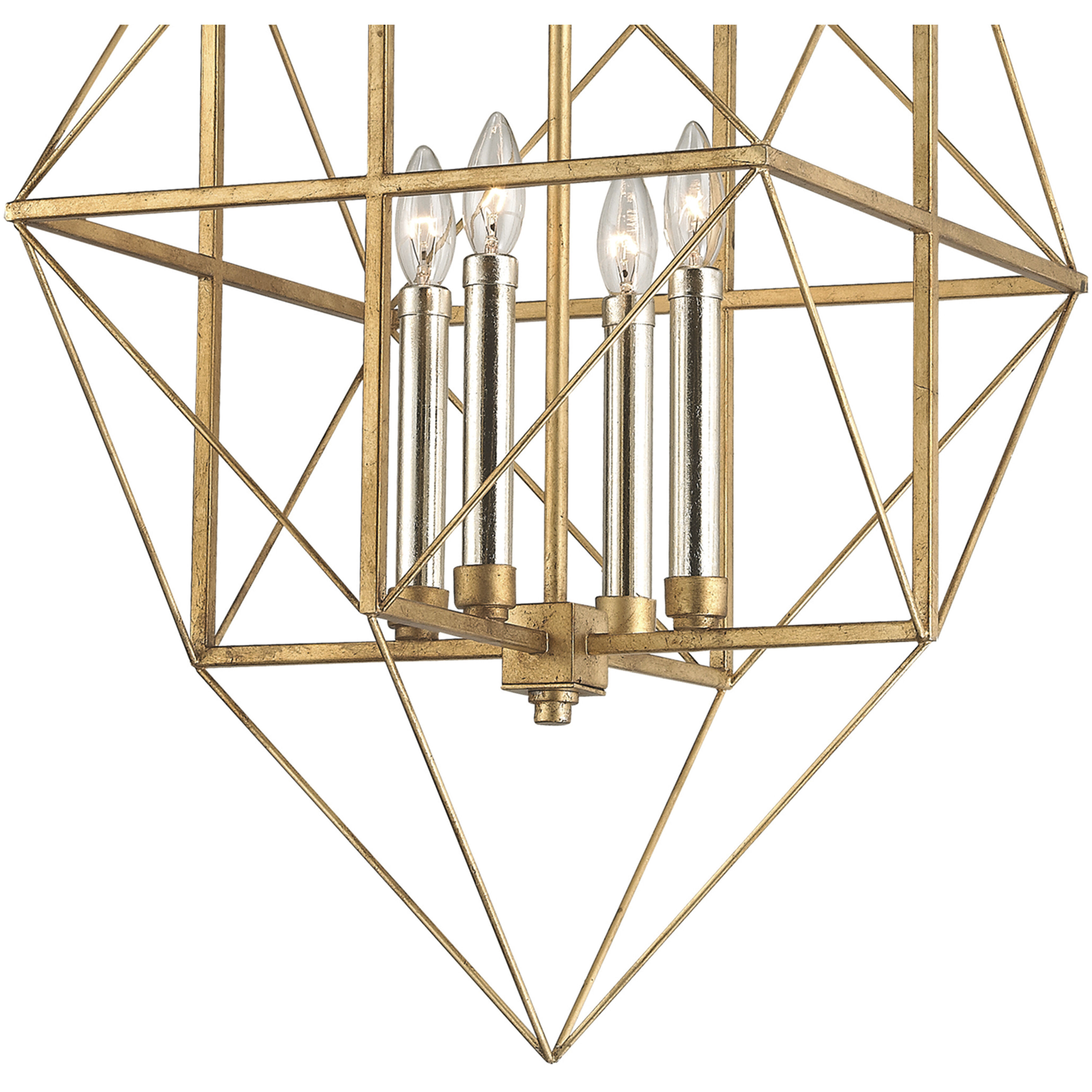 Connexions 4 Light 16 inch Gold Leaf with Silver Chandelier Ceiling Light