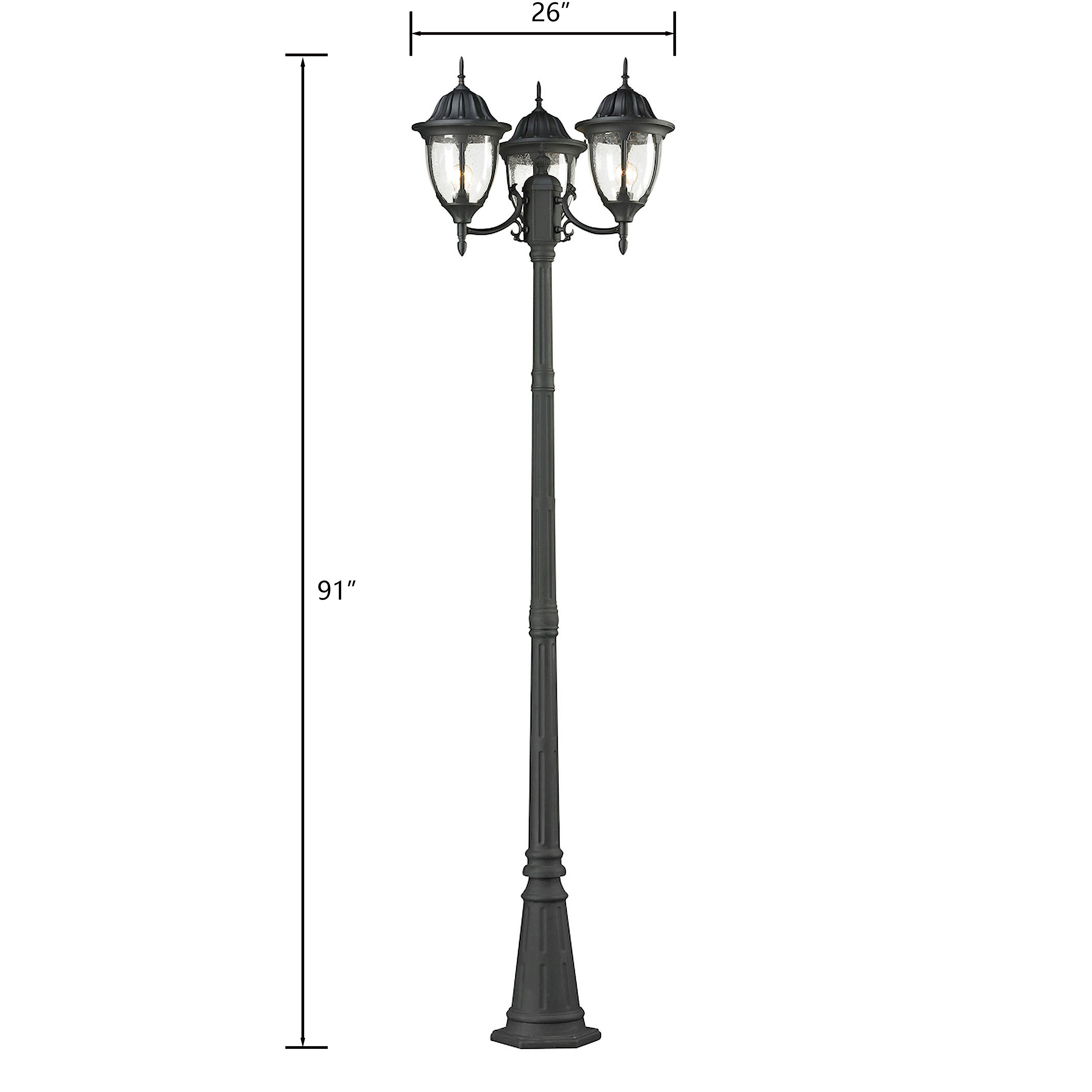 Central Square 3 Light 91 inch Textured Matte Black Outdoor Post Light