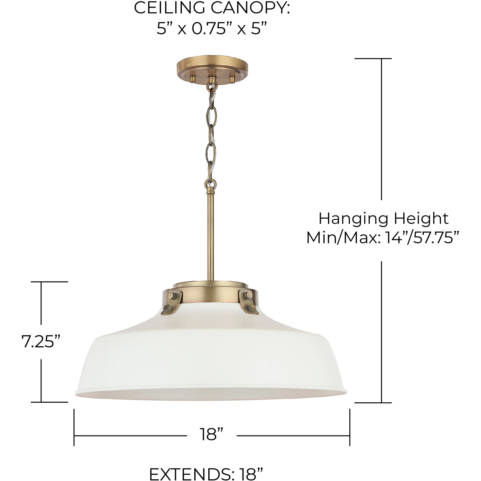 Oakwood 1 Light 18 inch Matte White Pendant Ceiling Light