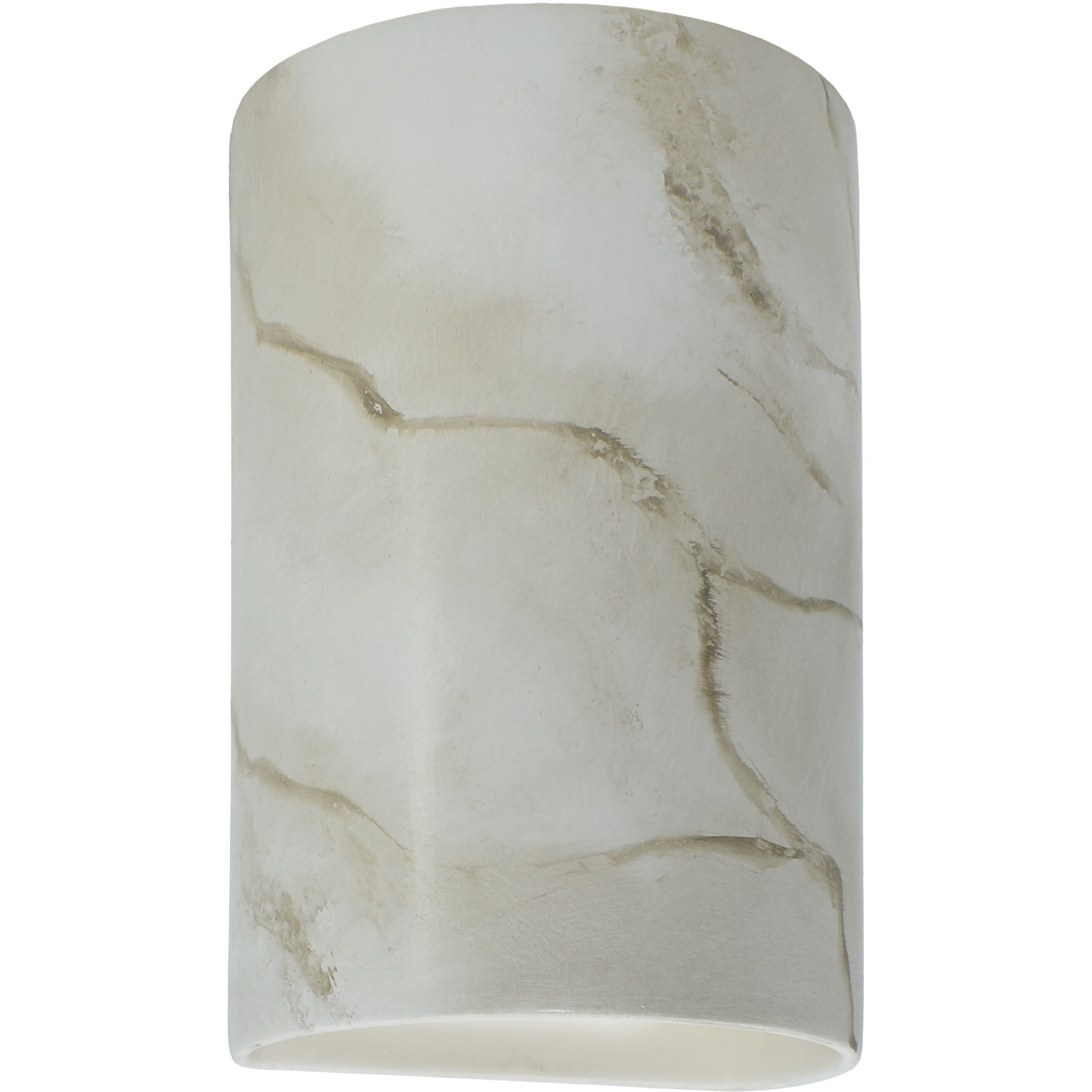 Ambiance Cylinder LED 12.5 inch Carrara Marble Outdoor Wall Sconce, Large