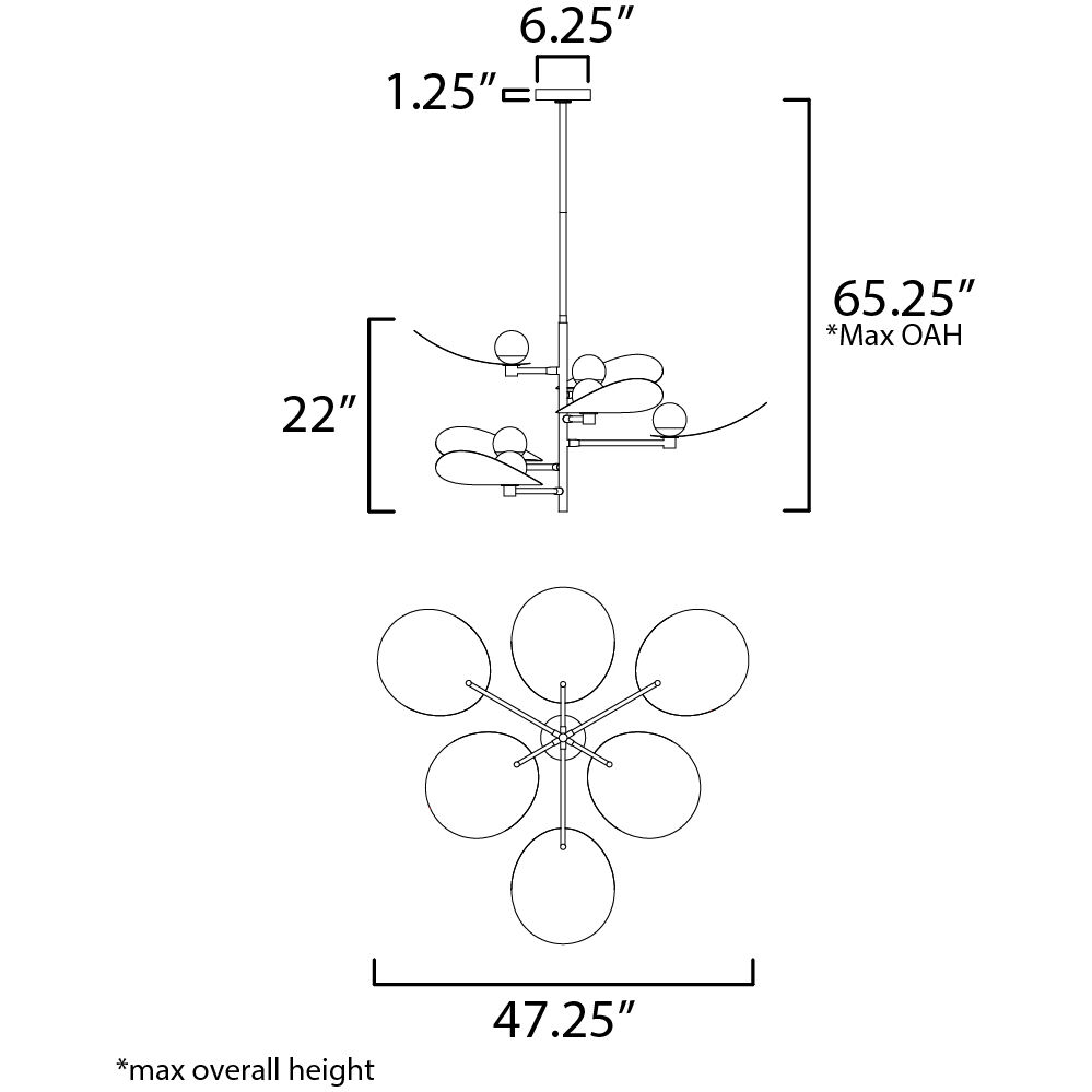 Pearl LED 47.25 inch Black and Natural Aged Brass Suspension Pendant Ceiling Light