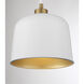 Vintage 1 Light 9 inch White and Natural Brass Pendant Ceiling Light in White with Natural Brass