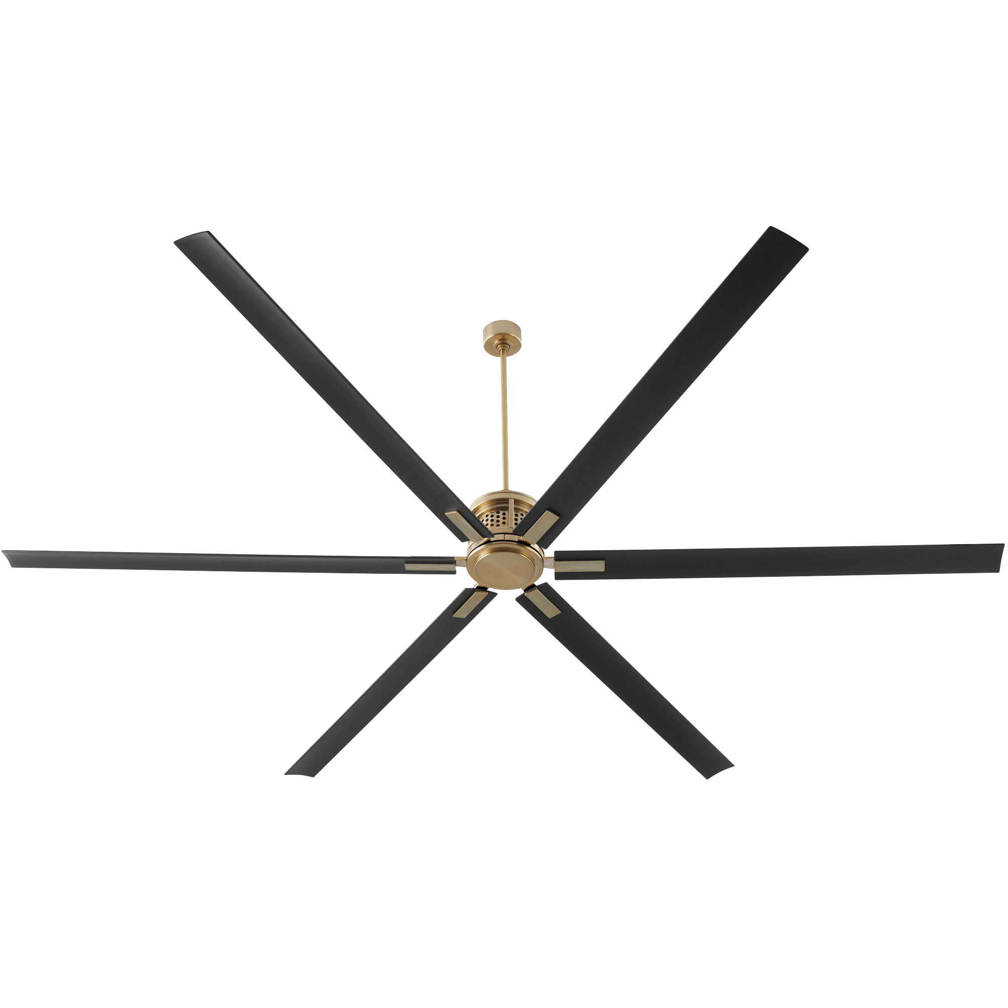 Zeus 120 inch Aged Brass with Matte Black Blades Patio Fan
