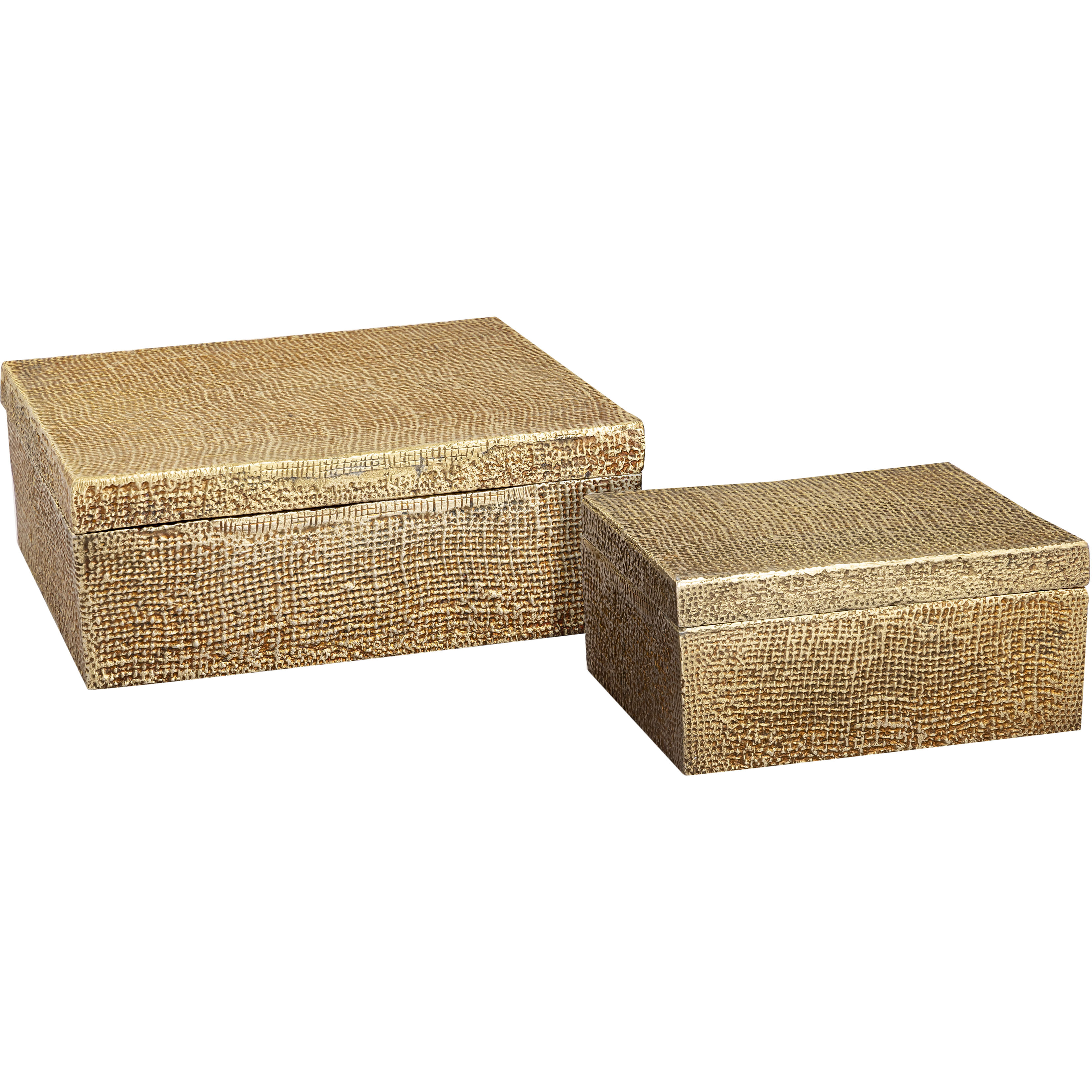 Square Linen 8 X 8 inch Antique Brass Box