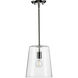 Clarion 1 Light Polished Nickel Pendant Ceiling Light, Small