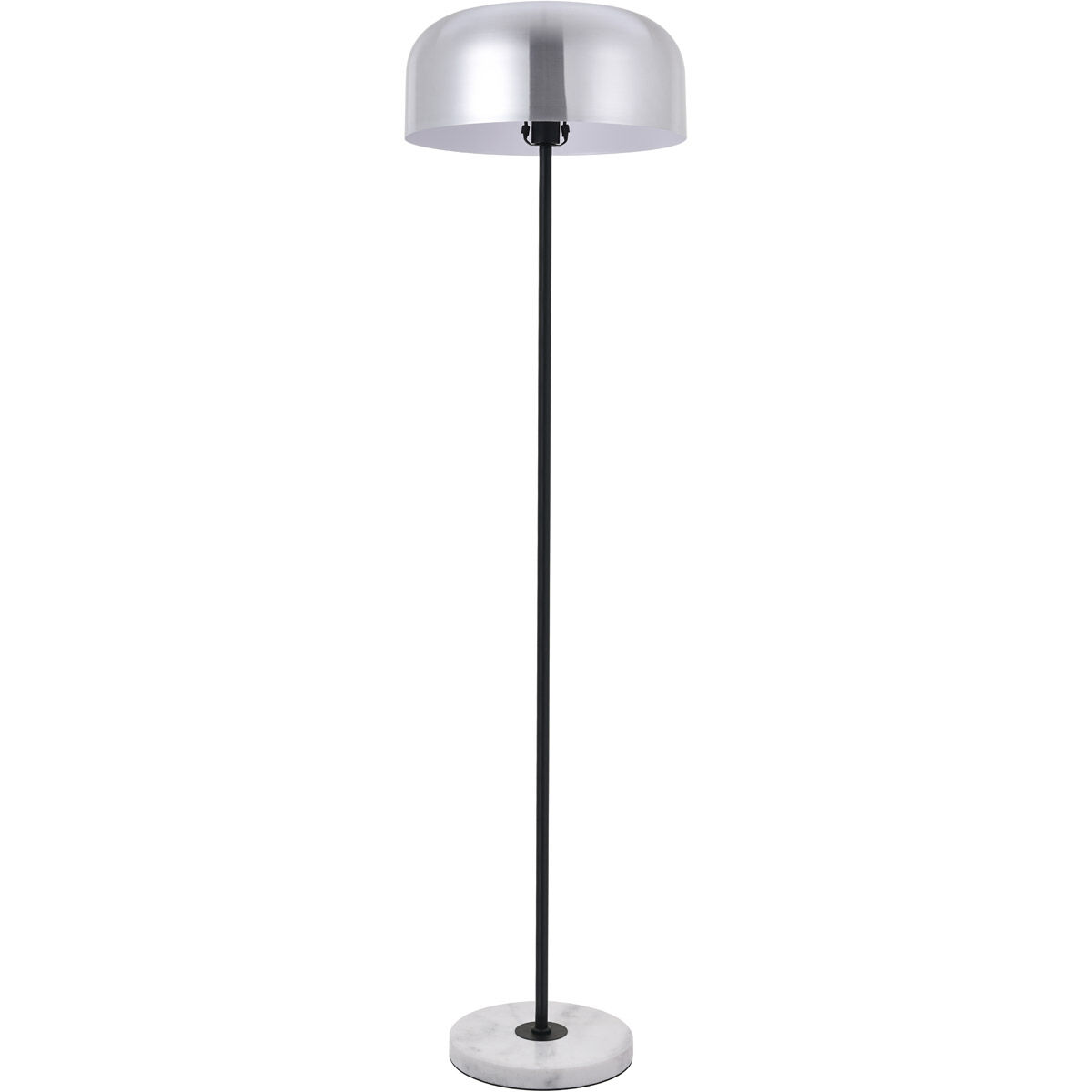 Exemplar 63 inch 40 watt Brushed Nickel and Black with White Marble Floor lamp Portable Light in Burnished Nickel
