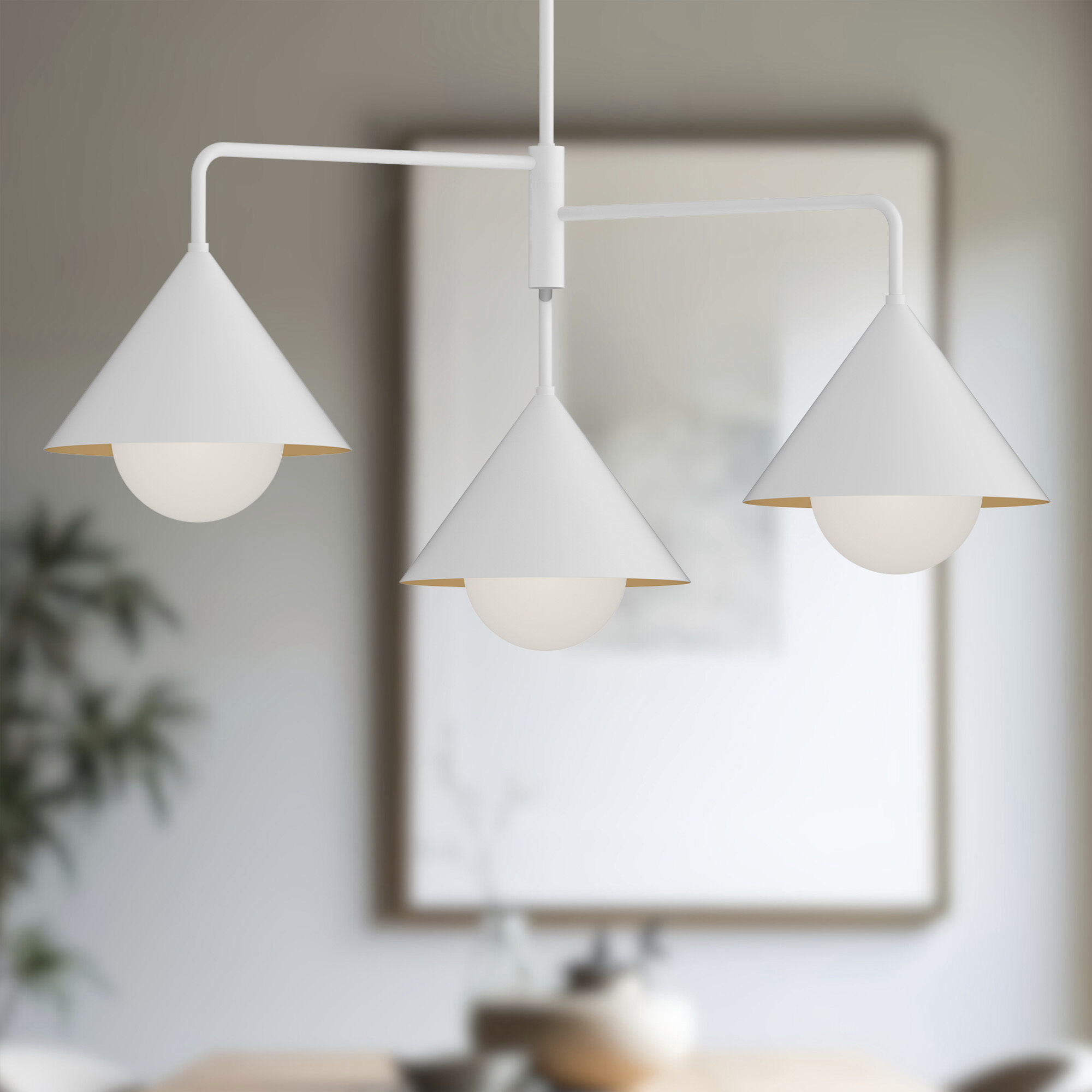 Alora Mood Remy 3 Light 38 inch White/Opal Glass Chandelier Ceiling Light