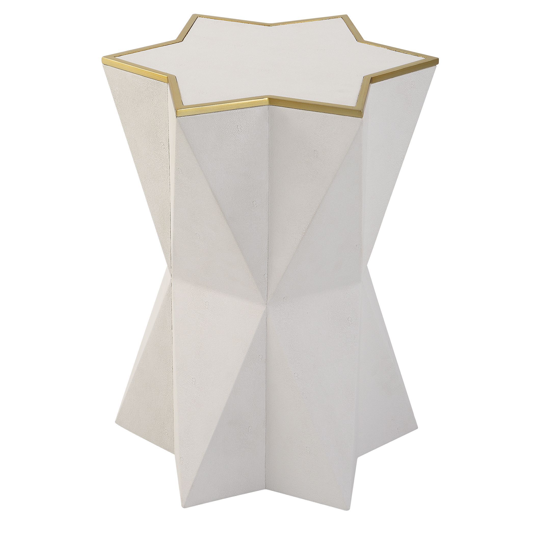Capella 22 X 16 inch White Faux Shagreen and Gold Leaf Accent Table