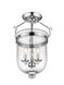 Jefferson 3 Light 12 inch Polished Nickel Semi-Flush Mount Ceiling Light
