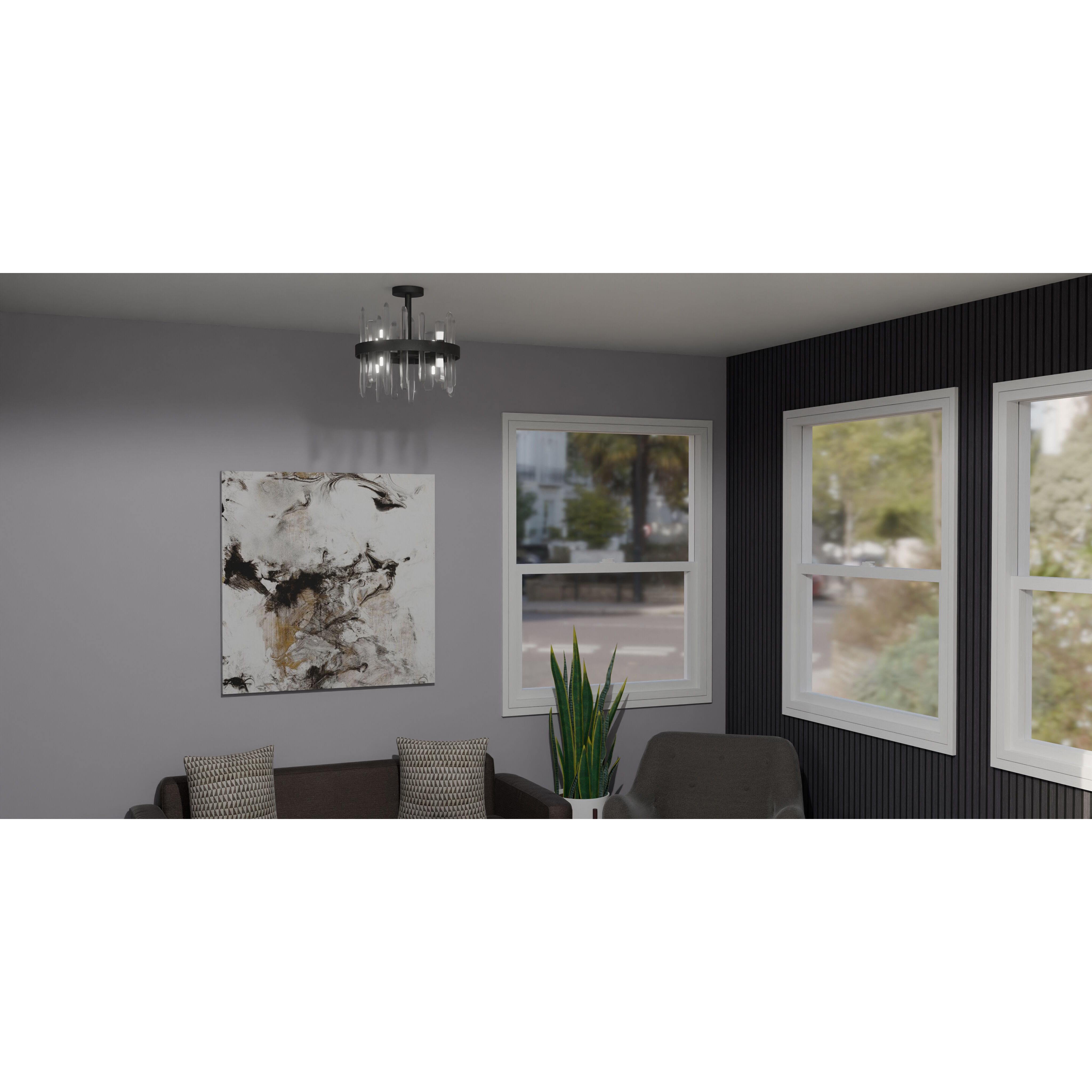 Regal 8 Light 15.75 inch Matte Black Semi-Flush Mount Ceiling Light, Medium