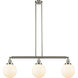 Franklin Restoration Large Beacon 3 Light 41 inch Brushed Satin Nickel Island Light Ceiling Light in Matte White Glass, Franklin Restoration