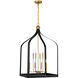Sheffield 8 Light 23.5 inch Black with Warm Brass Accents Pendant Ceiling Light