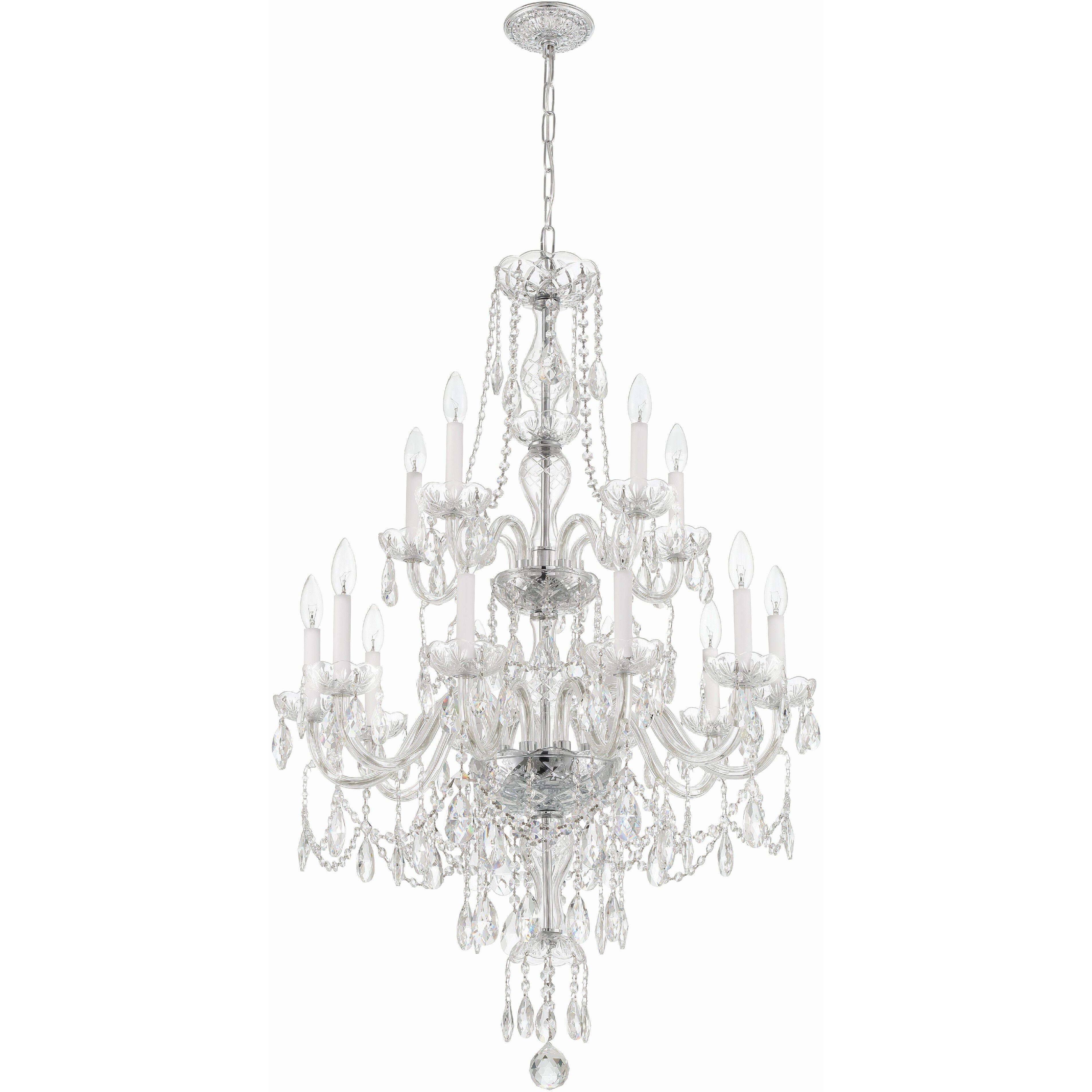 Traditional Crystal 15 Light 32 inch Polished Chrome Chandelier Ceiling Light