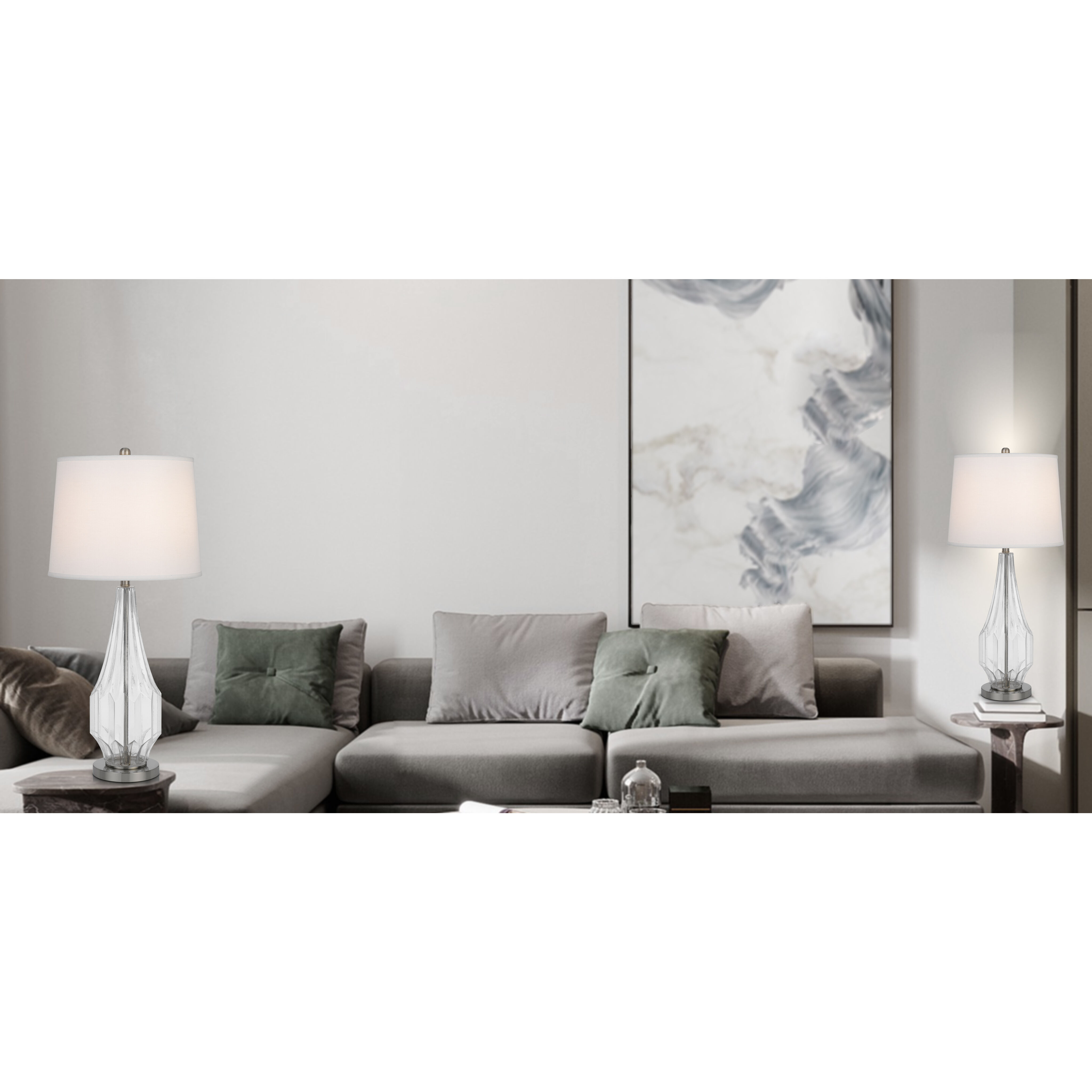 Walham 34.25 inch 150.00 watt Glass 2 Pack Table Lamp Set Portable Light