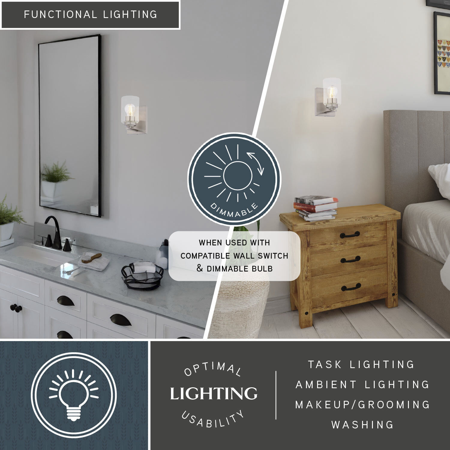 Park Ridge 1 Light 4.75 inch Satin Nickel Bathroom Light Wall Light