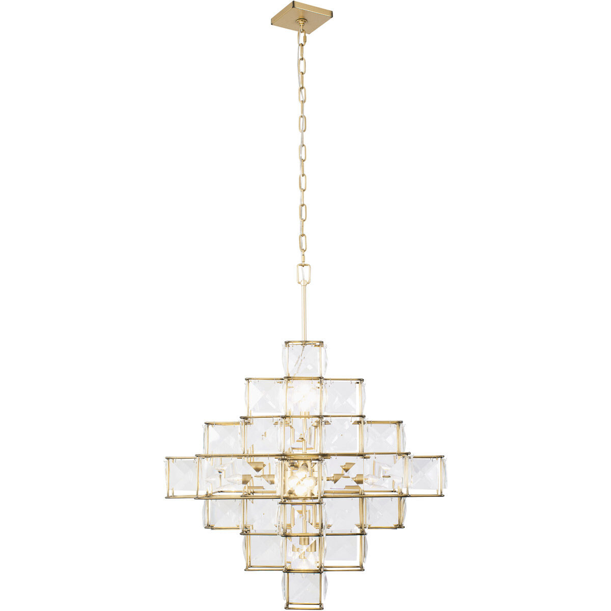 Cubic 6 Light 25.8 inch Calypso Gold Chandelier Ceiling Light
