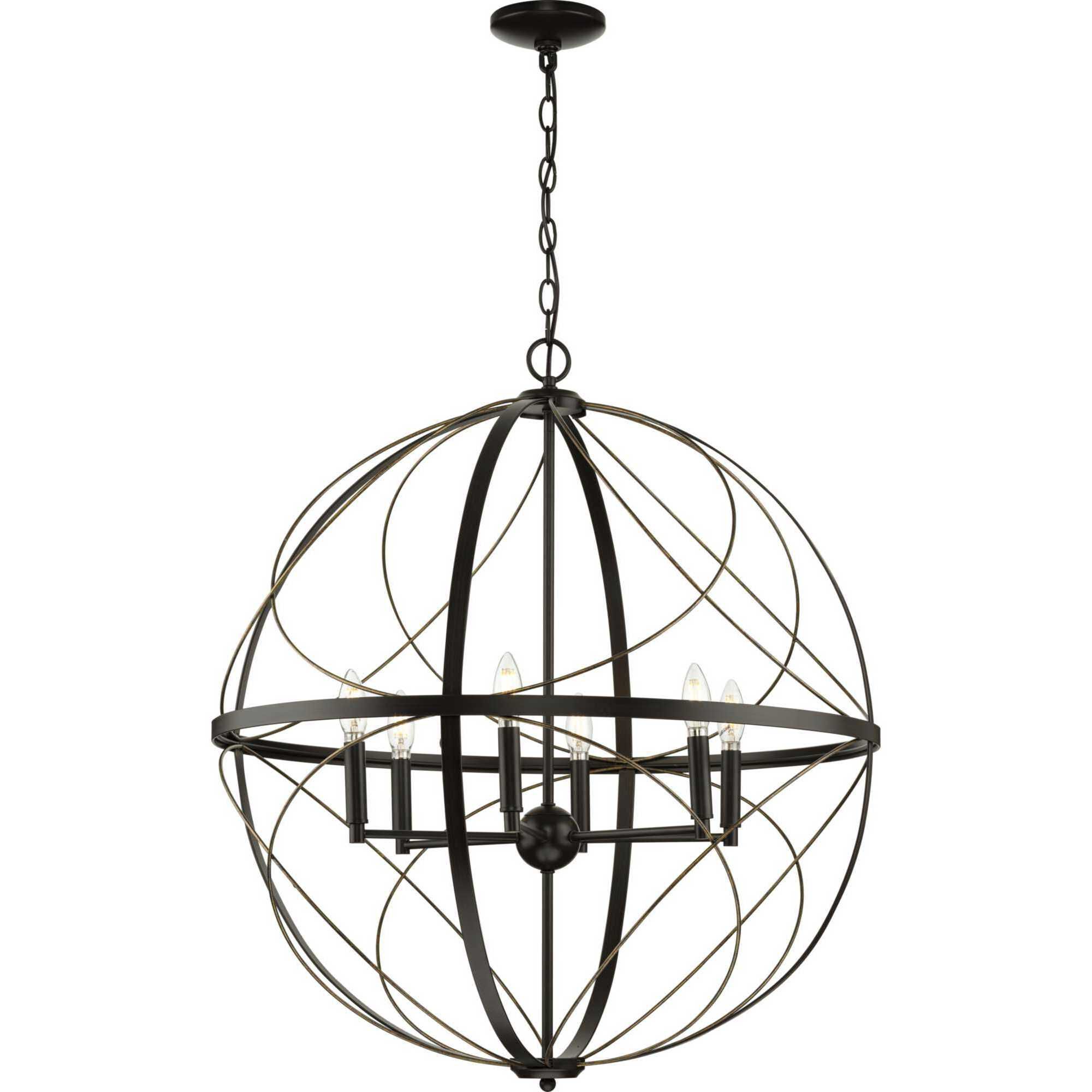 Gerald Ave 6 Light 28 inch Antique Bronze Pendant Ceiling Light