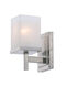 Tetra 1 Light 6 inch Satin Nickel Bath Vanity Wall Light in White Linen