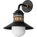 Admiralty 1 Light 16.75 inch Black and Antique Brass Outdoor Wall Mount in Antique Brass and Black