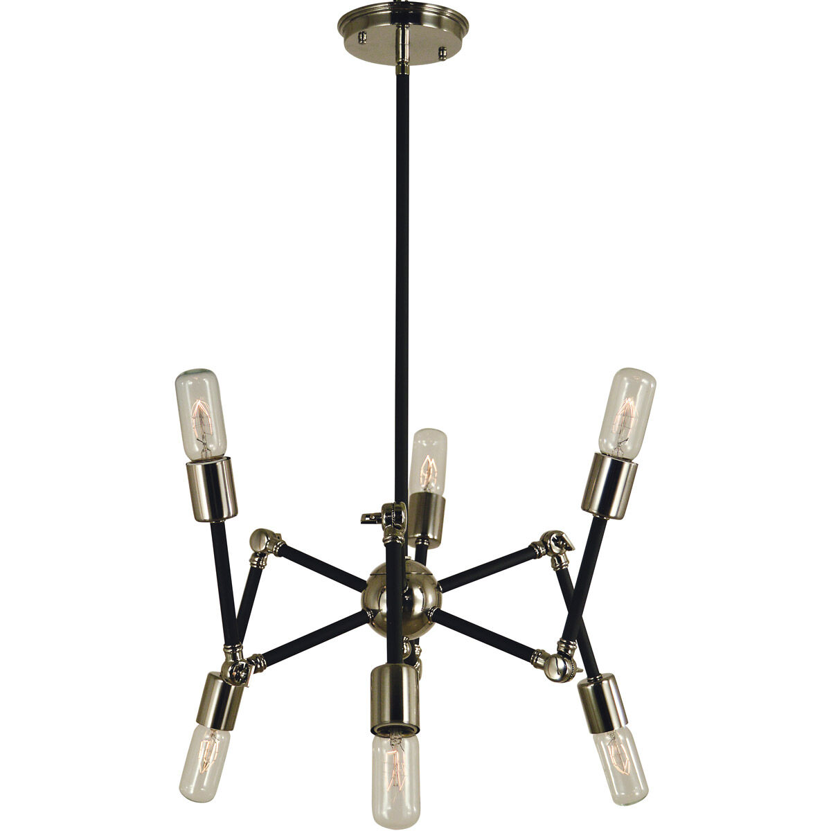 Felix 6 Light 30 inch Polished Nickel with Matte Black Dining Chandelier Ceiling Light in Polished Nickel/Matte Black