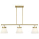 Scandinavian 3 Light 39 inch Natural Brass Linear Chandelier Ceiling Light