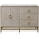 Augusta Weathered Oak and Natural Wood and Gold and Light Cream Cabinet