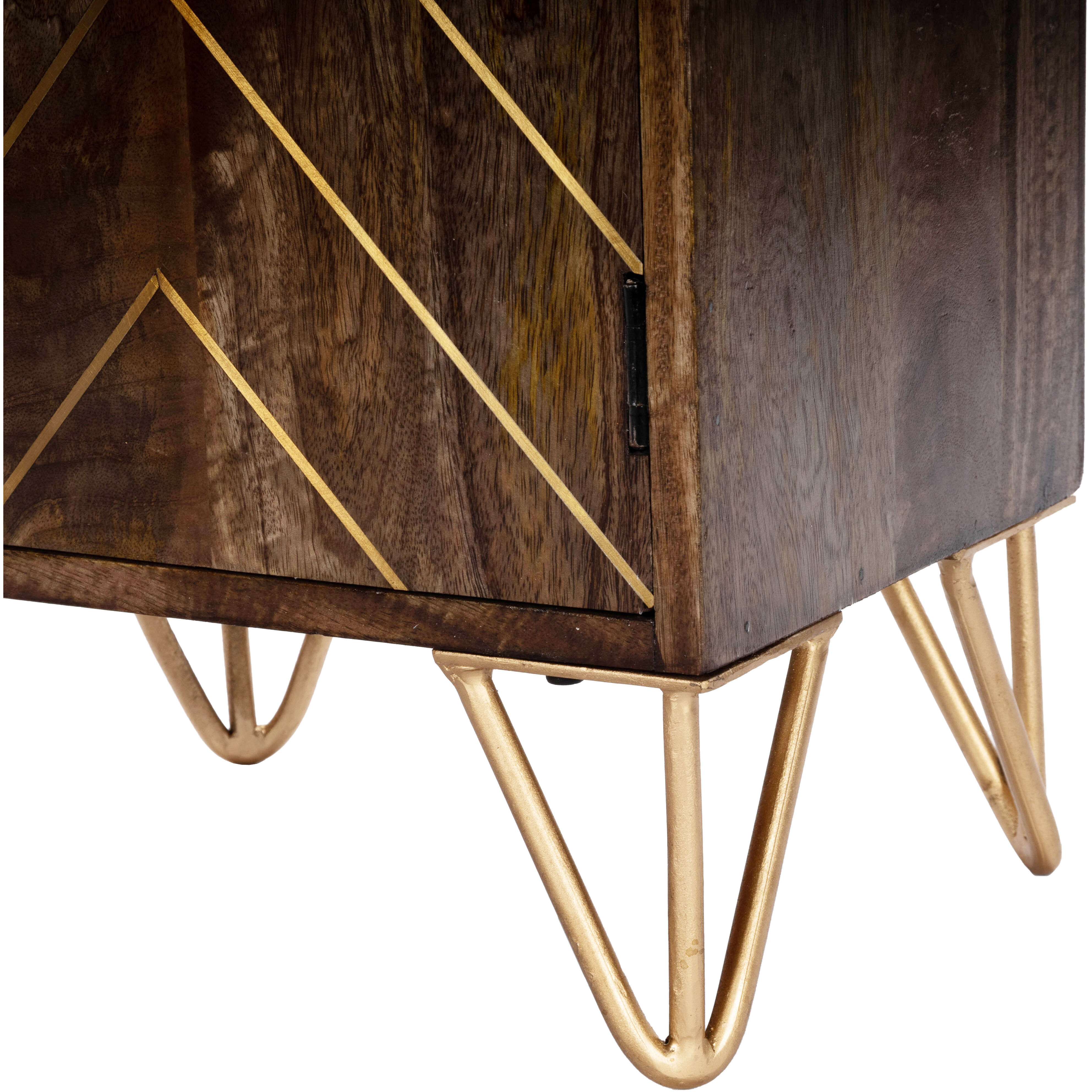 Alda Wood & Brass Metal Inlay Dresser or Chest