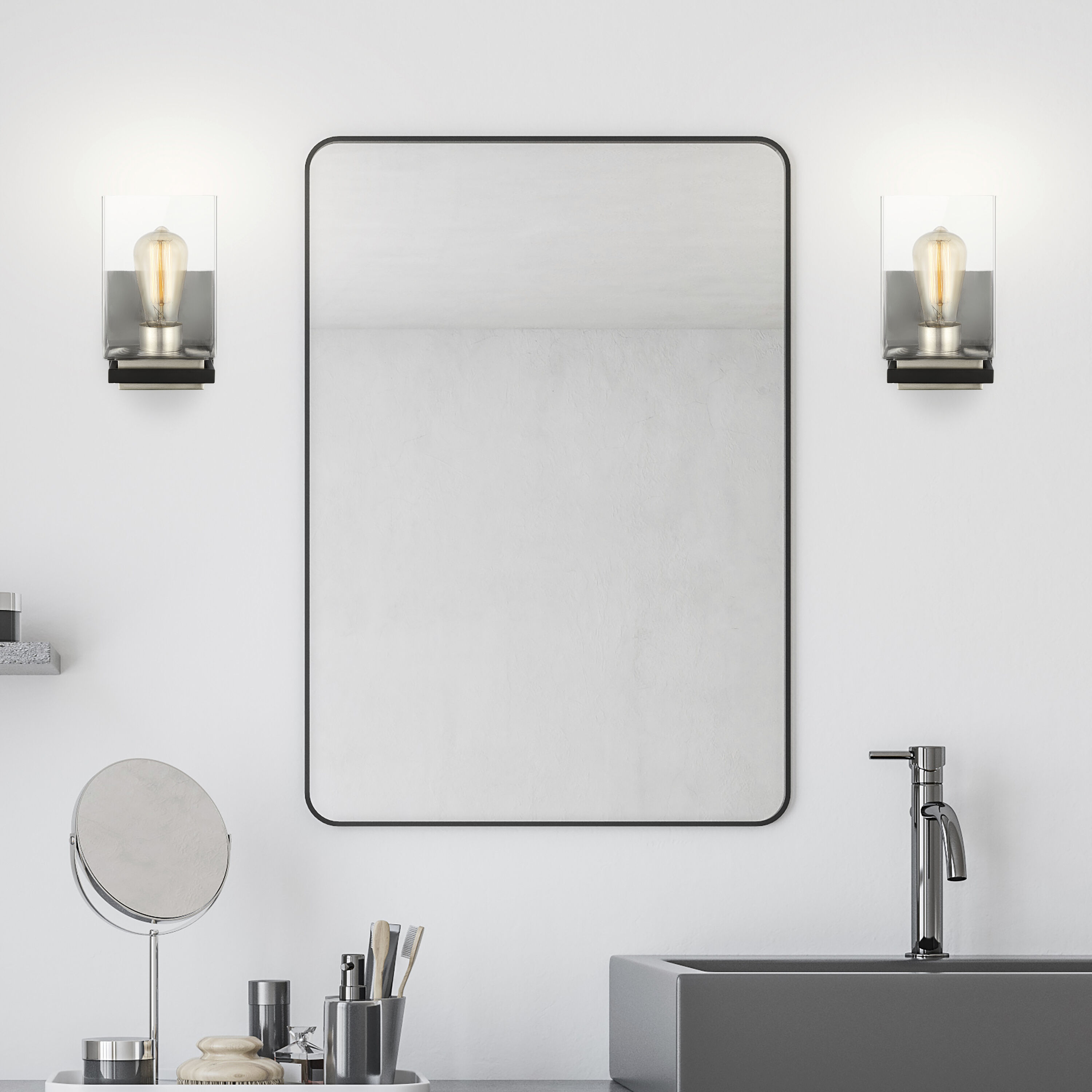 Crossroads 1 Light 5.38 inch Matte Black Bathroom Vanity Lights Wall Light