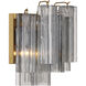 Addis Bath Wall Light in Aged Brass, Tronchi Glass Smoke