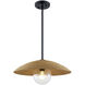 Rattan Collection 1 Light 18 inch Matte Black Pendant Ceiling Light, Caribe Family