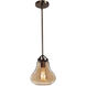 Flux 1 Light 7.5 inch Distressed Bronze Pendant Ceiling Light in Amber