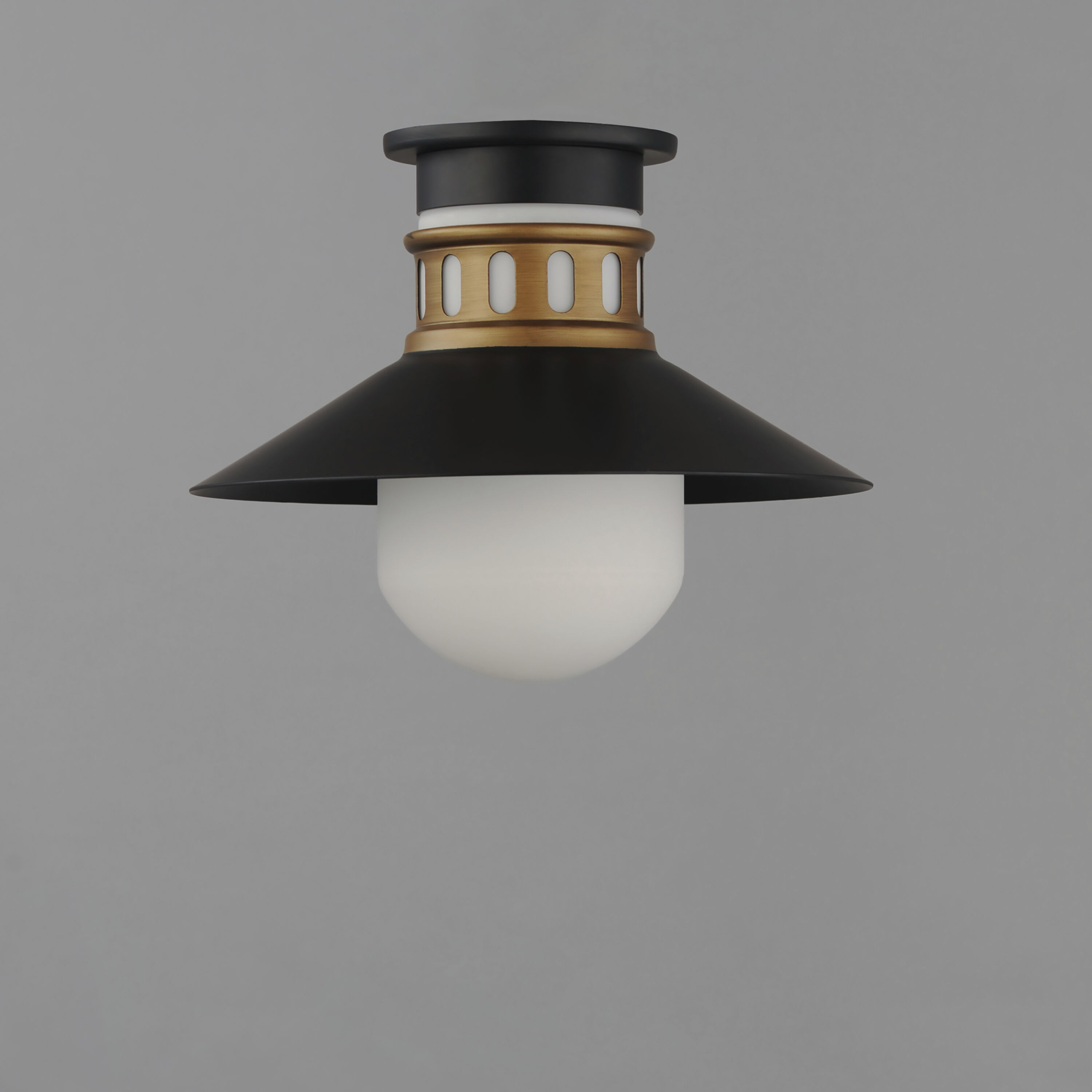 Admiralty 1 Light 12 inch Black and Antique Brass Outdoor Flush Mount