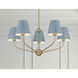 Xavier 5 Light 28 inch Vibrant Gold Chandelier Ceiling Light in Vibrant Gold and Blue