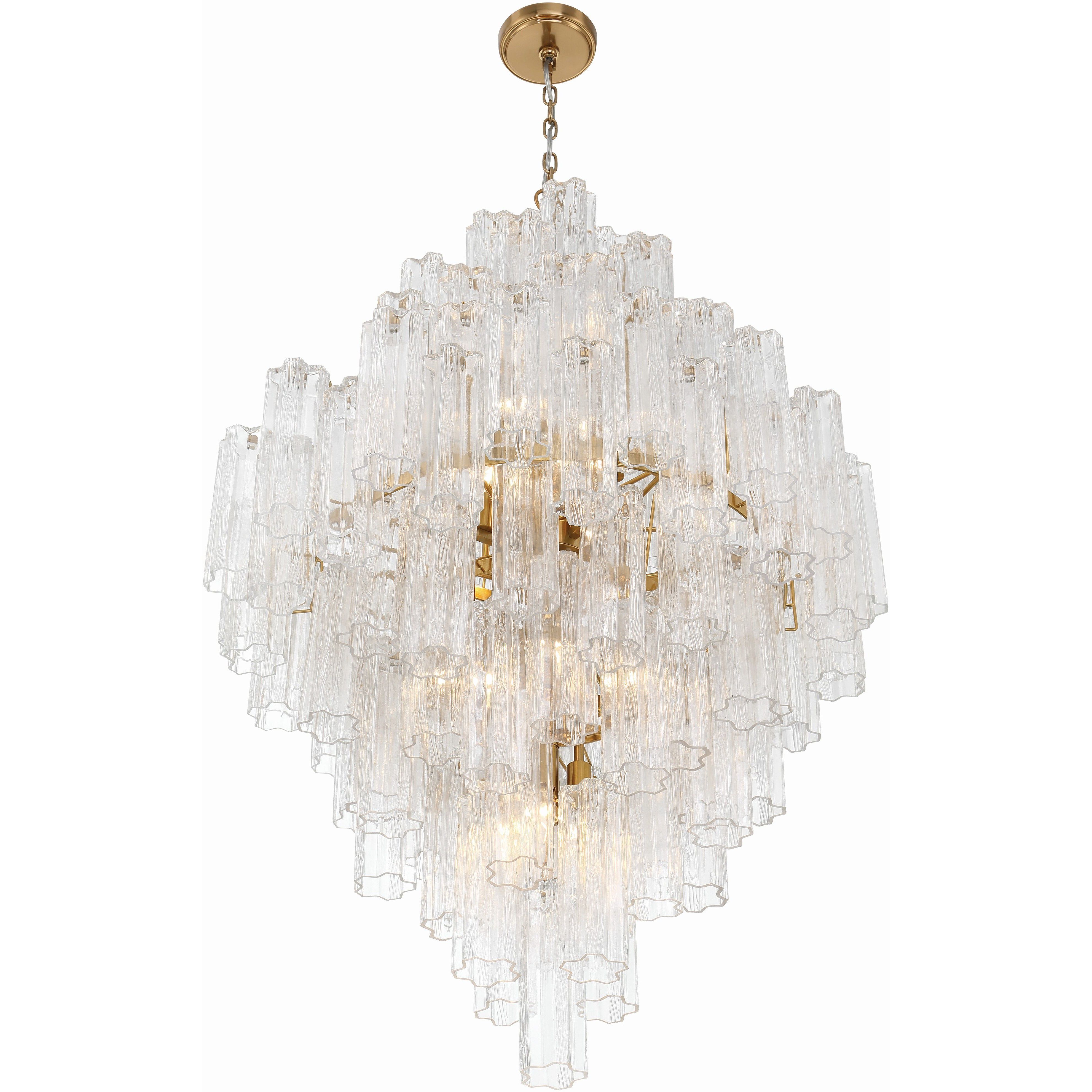 Addis 20 Light 31.5 inch Aged Brass Chandelier Ceiling Light in Clear