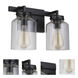 Foxwood 2 Light 13 inch Flat Black with Dark Teak Vanity Light Wall Light in Flat Black/Dark Teak