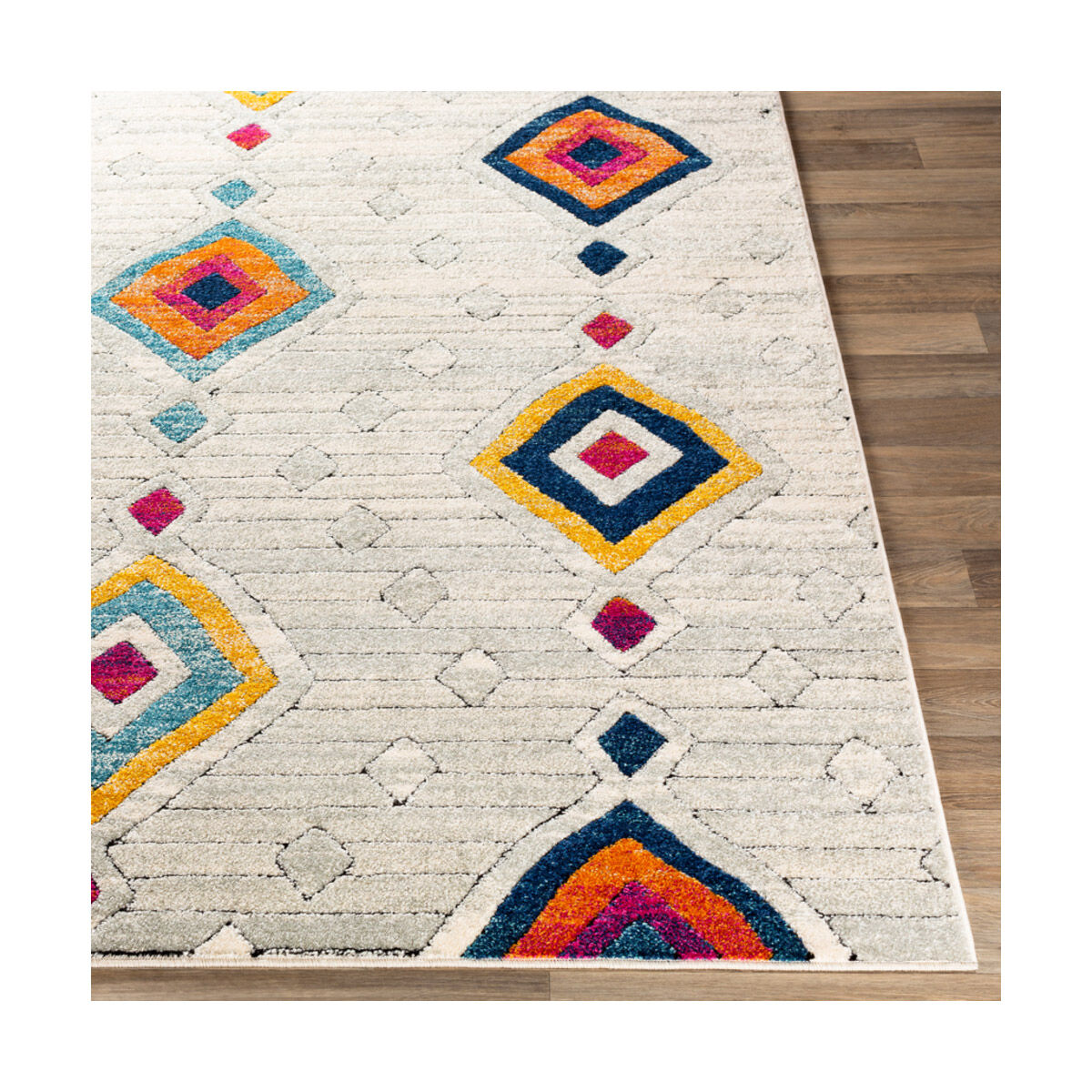 Dersim 87 X 63 inch Burnt Orange/Aqua/Saffron/White/Light Gray/Denim Rugs