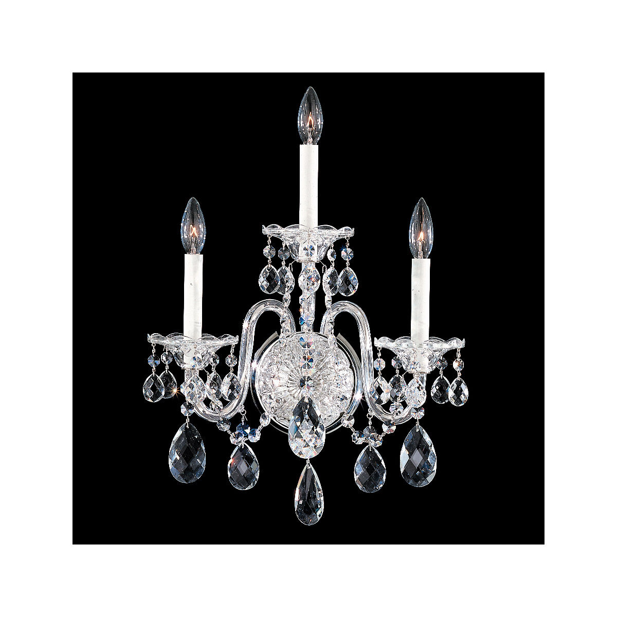 Sterling 3 Light 7.5 inch Polished Silver Wall Sconce Wall Light in Swarovski