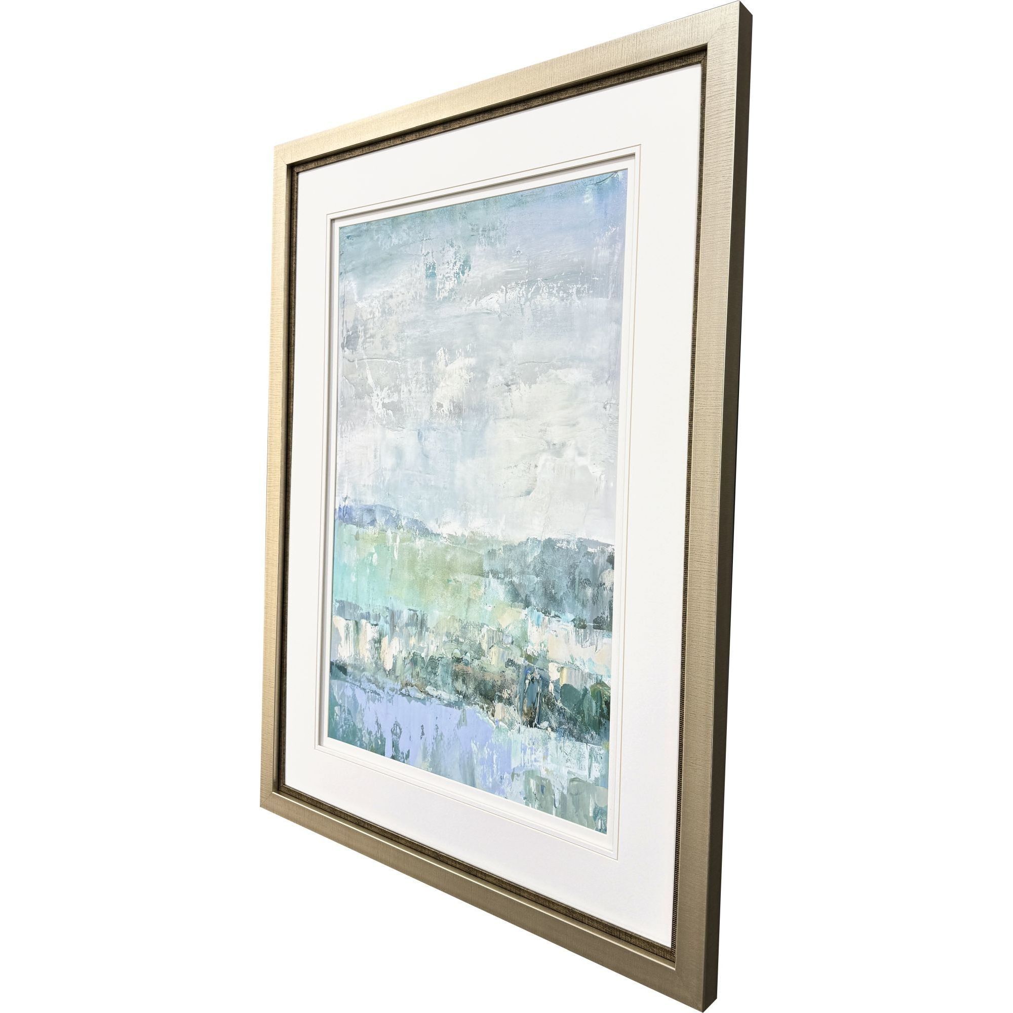 Serene Blue and Green and White Framed Art