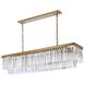 Sydney 12 Light 60 inch Satin Gold Linear Chandelier Ceiling Light in Clear