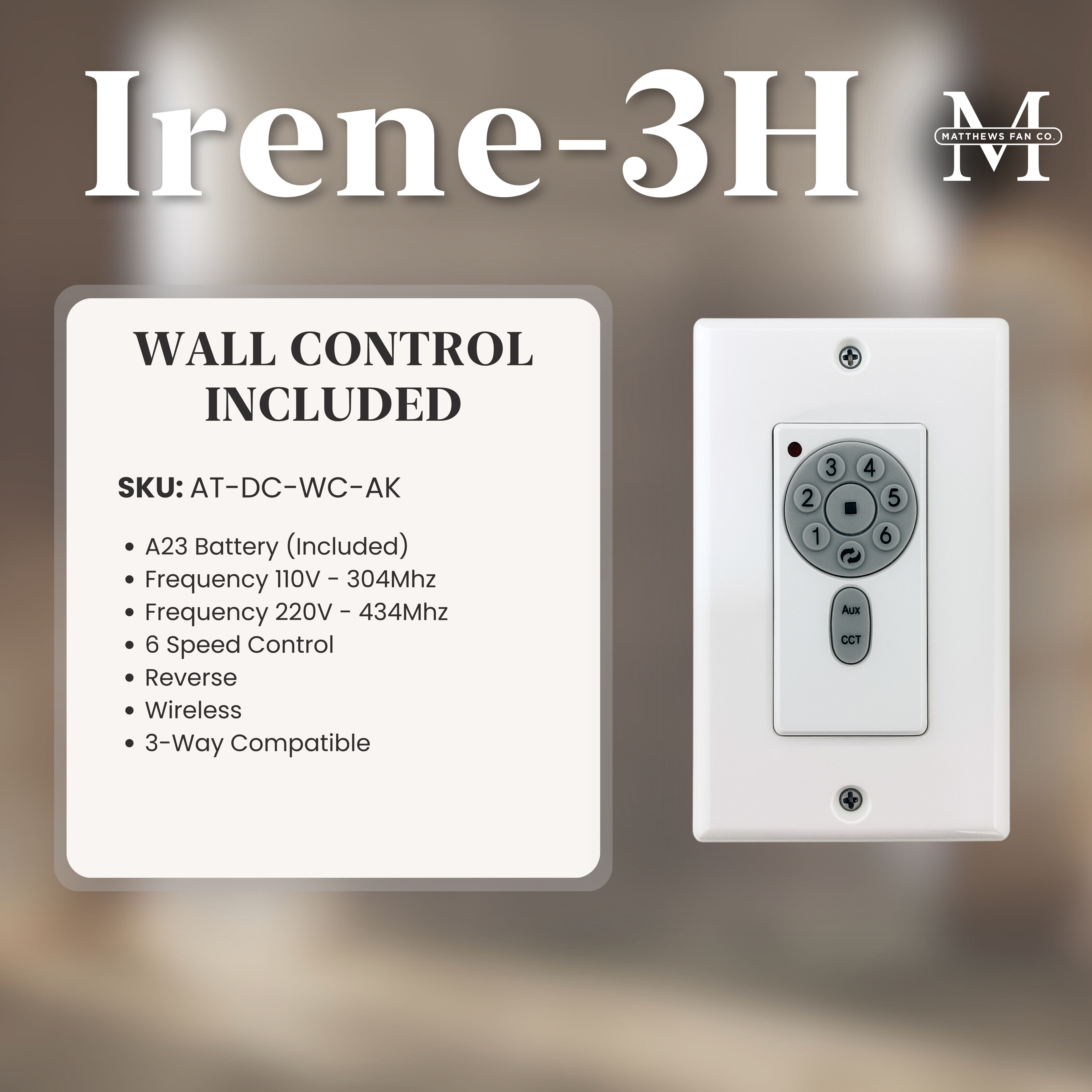 Atlas Irene-3H 52 inch Walnut Tone Flush Mount Paddle Fan, Flush Mounted