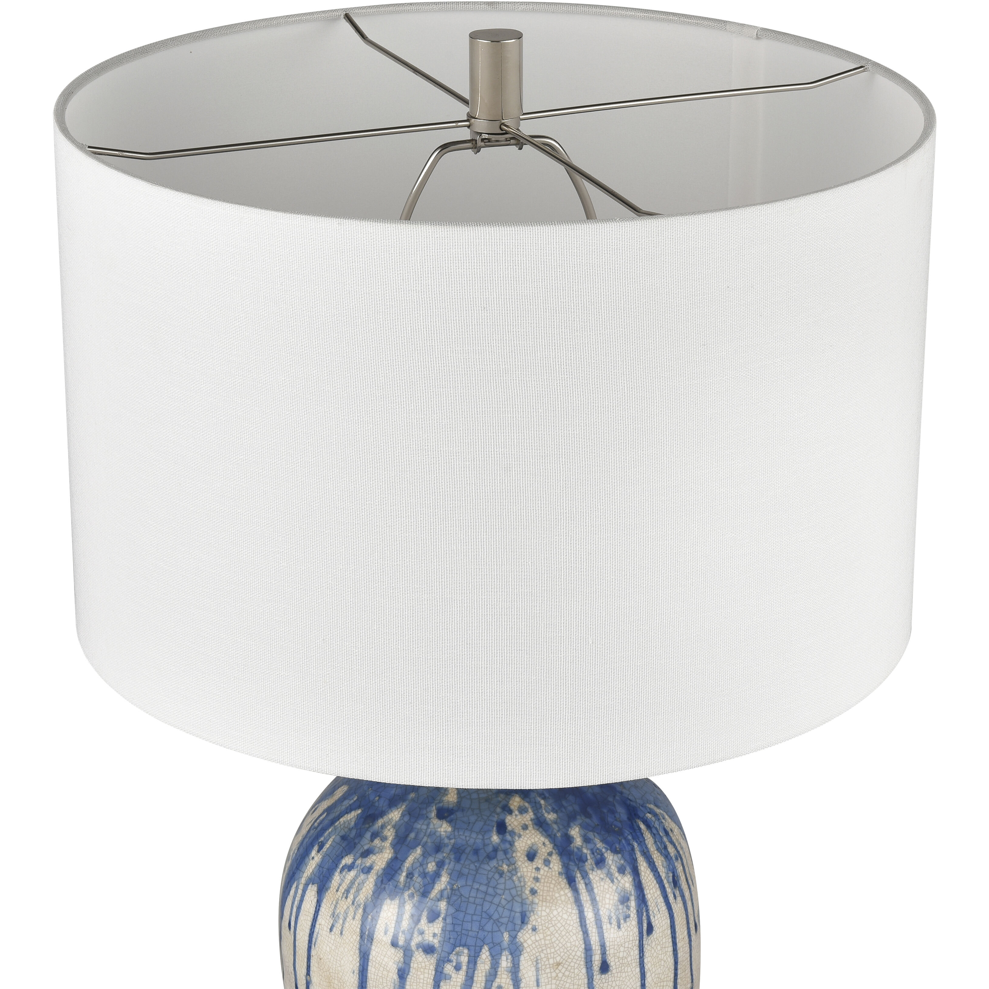 Winship 26 inch 150 watt White Crackle with Blue Table Lamp Portable Light