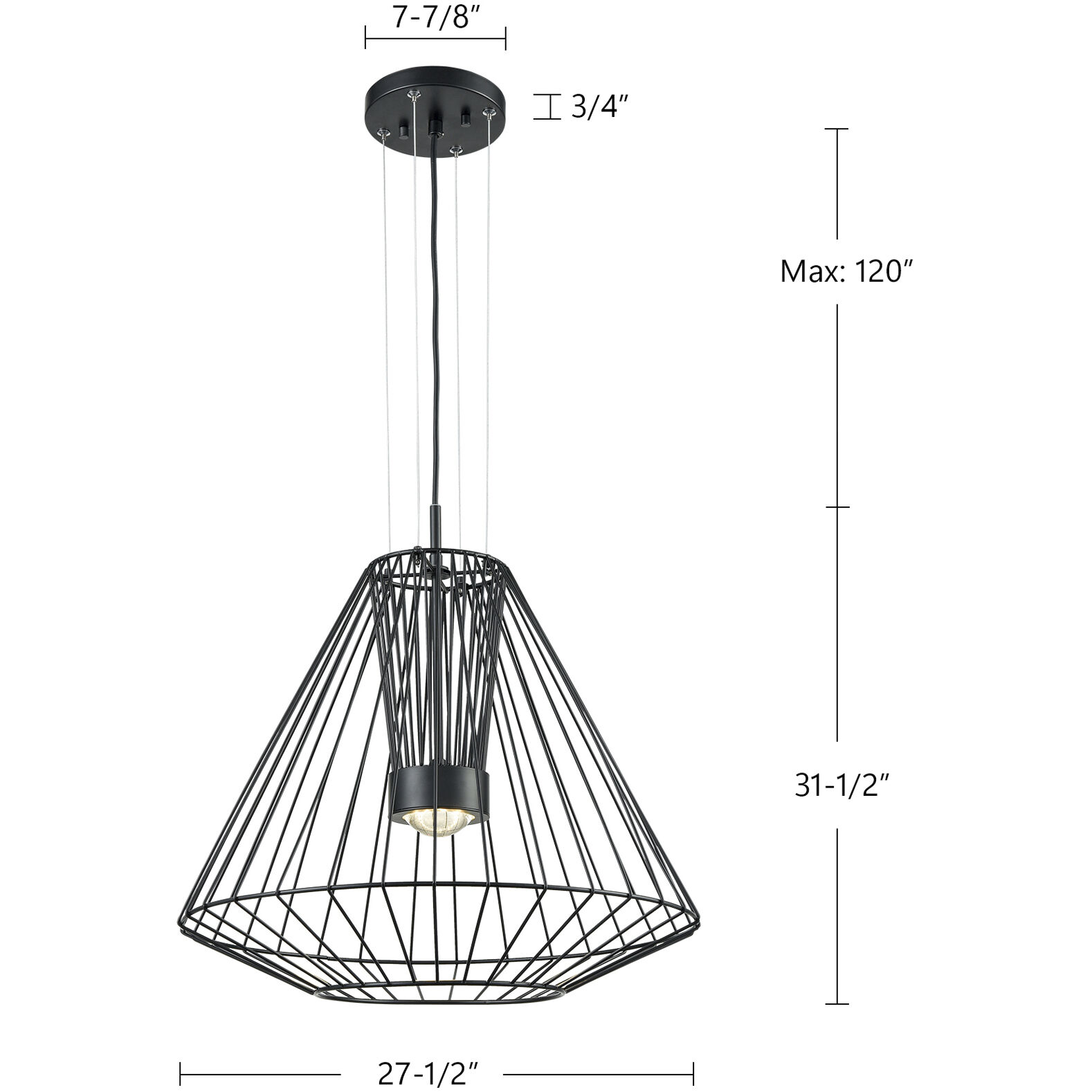 Arctic LED 27.5 inch Black Exterior Pendant