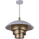 Sculptural Statement LED 19 inch Matte White/Matte Gold Pendant Ceiling Light in Matte White and Matte Gold