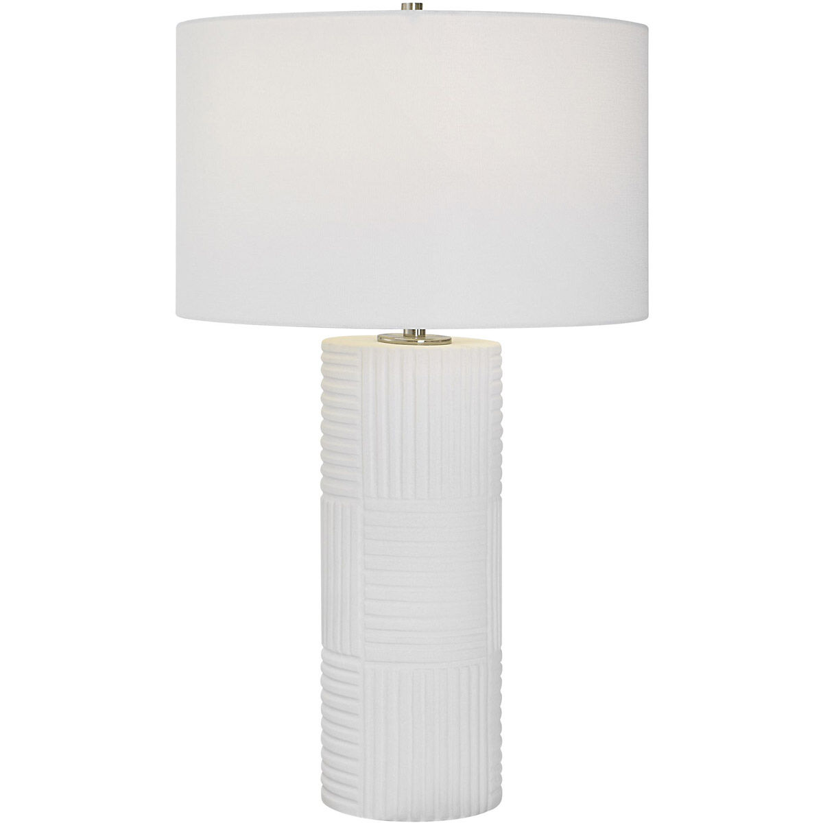 Patchwork 28 inch 150.00 watt Satin White Glaze and Brushed Nickel Table Lamp Portable Light