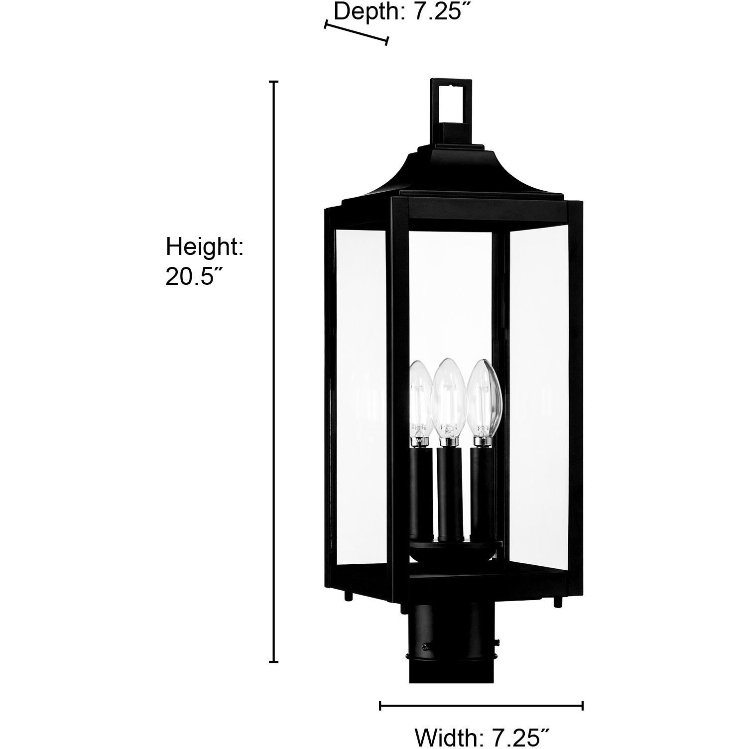 Halston 3 Light 20.5 inch Powder Coated Black Outdoor Post Lantern